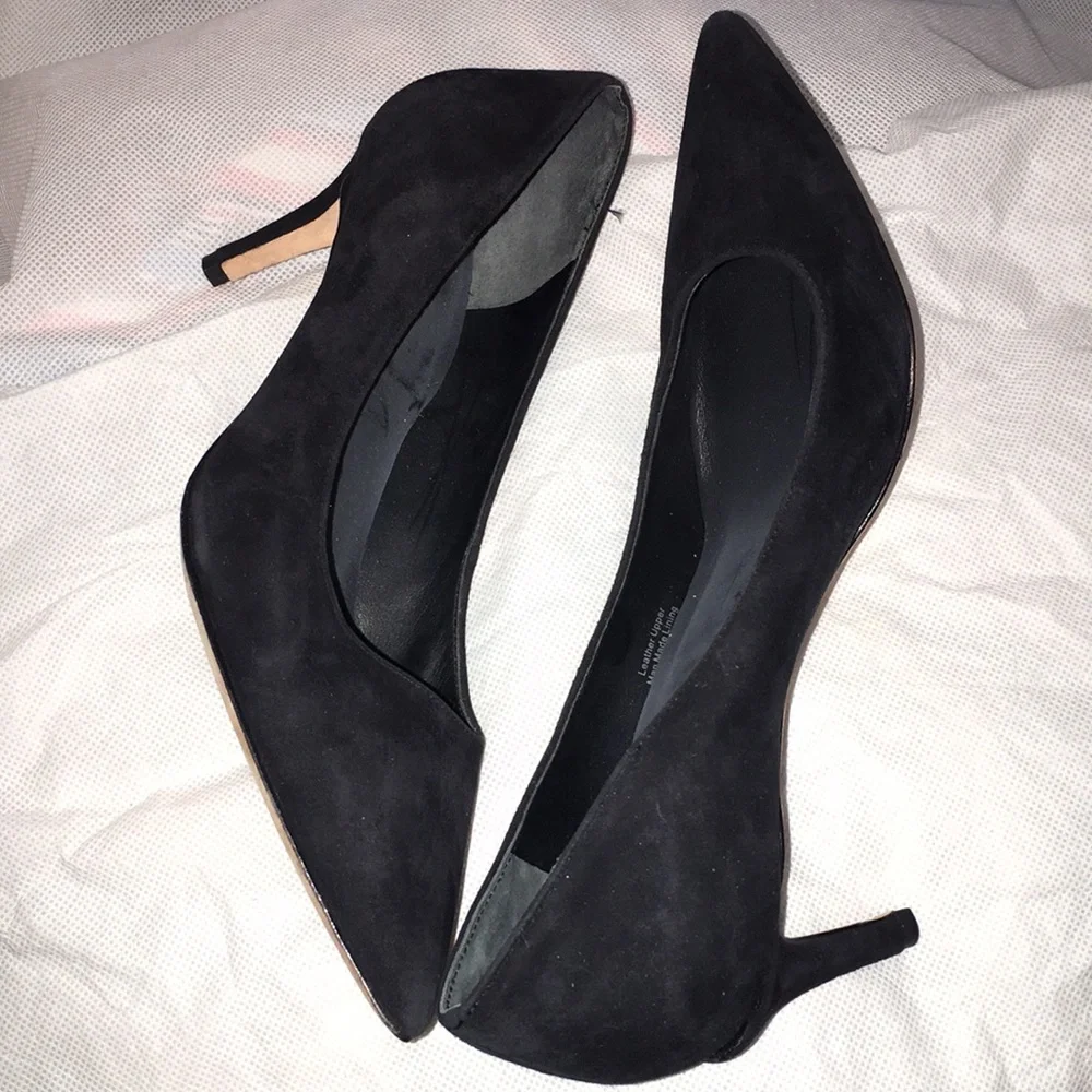Via Spiga Black Suede Heels | Leather Upper | Size 6.5